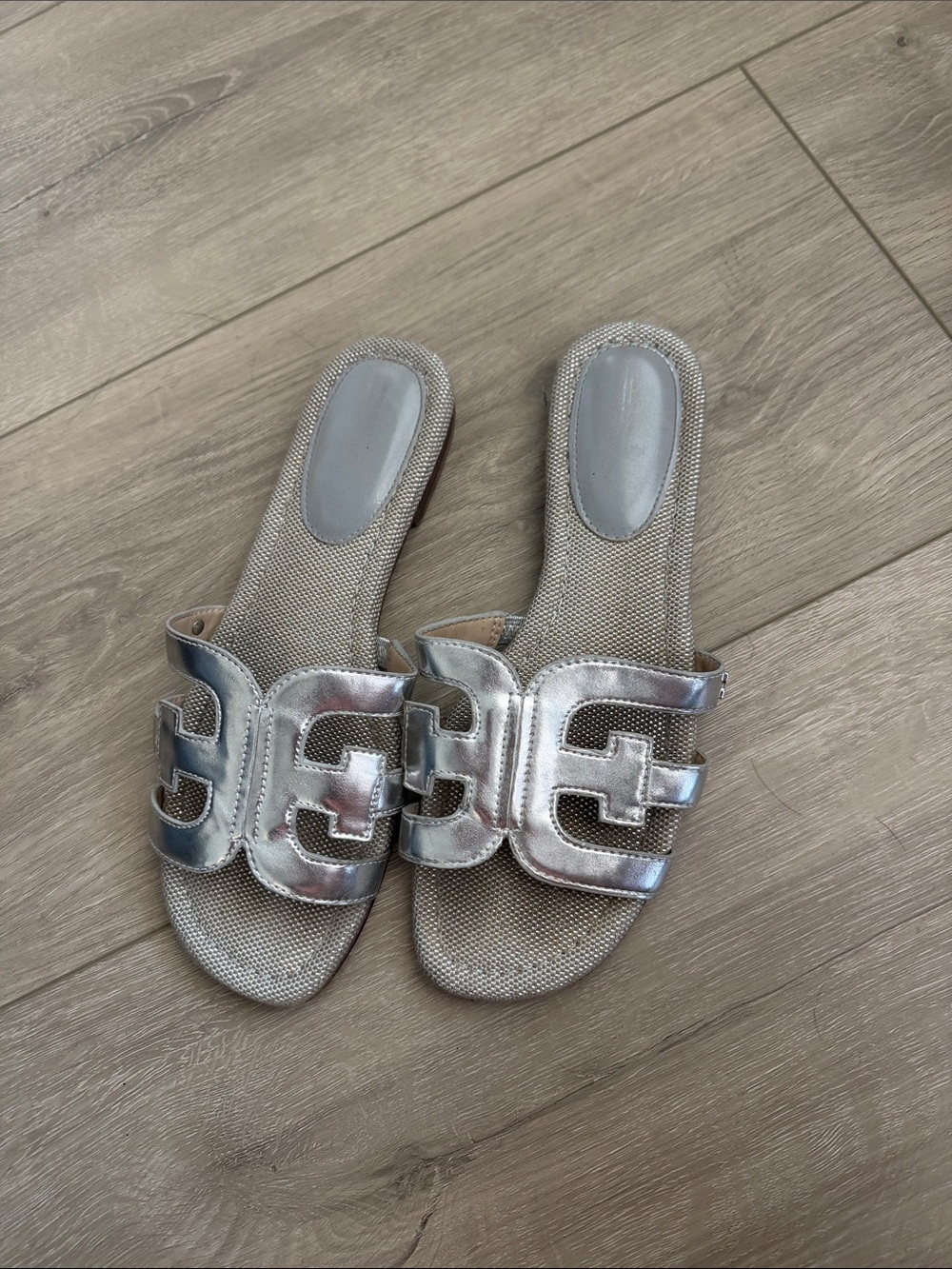Sam Edelman Metallic Silver Slide Mules